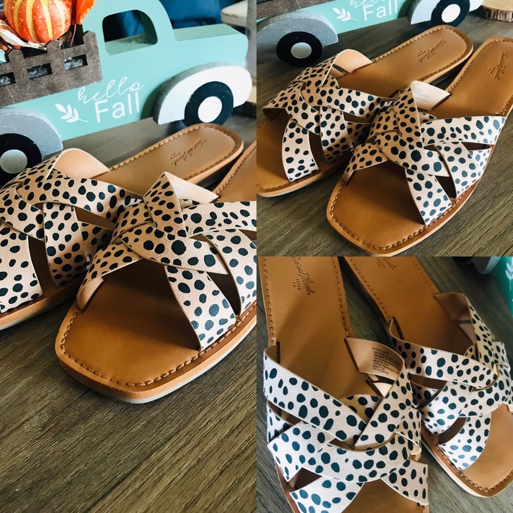 Ladies Leopard Slide On Sandals